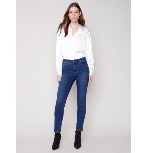 Jeans with Side Zipper - Indigo