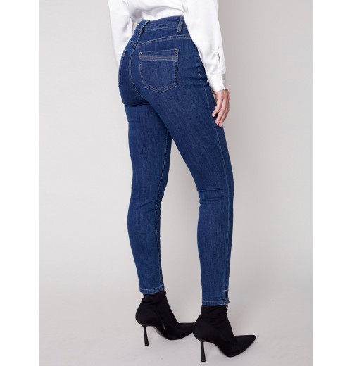 Jeans with Side Zipper - Indigo