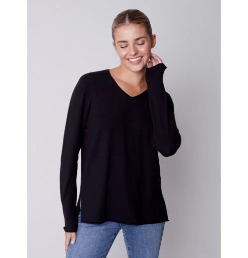 Basic V-Neck Sweater - Black