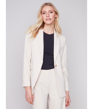 Blazer with Ruched Back - Beige