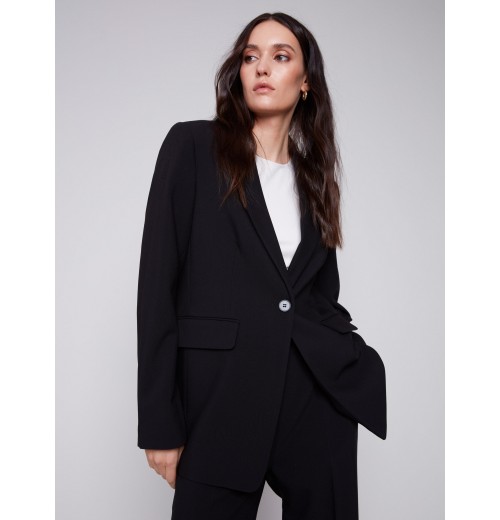 Blazer with Ruched Back - Black