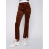 Bootcut Corduroy Pants with Asymmetrical Fringed Hem - Truffle