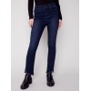 Bootcut Jeans with Asymmetrical Fringed Hem - Blue Black