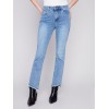 Bootcut Jeans with Asymmetrical Hem - Light Blue