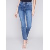 Bootcut Jeans with Asymmetrical Hem - Medium Blue