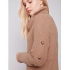 Cowl Neck Sweater with Button Detail - Truffle