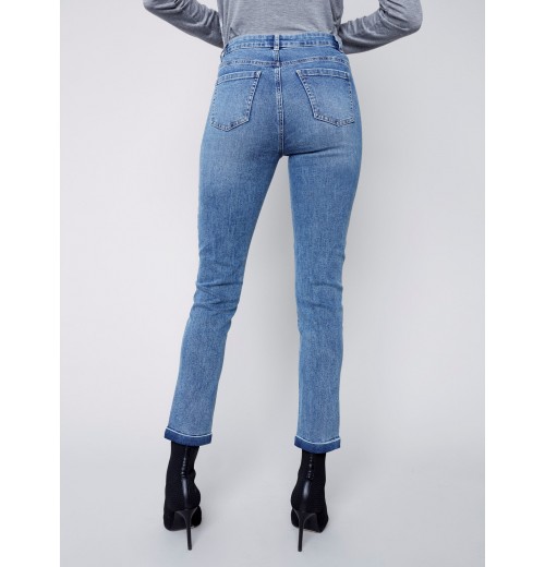 Cuffed Hem Jeans - Medium Blue