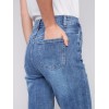 Embroidered Hem Jeans - Medium Blue