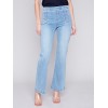 Flare Jeans with Decorative Buttons - Light Blue