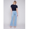 Flare Jeans with Decorative Buttons - Light Blue