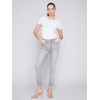 Frayed Hem Denim Pants - Light Grey