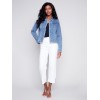 Jean Jacket with Frayed Edges - Medium Blue