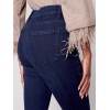 Jeans with Removable Feather Hem - Blue Black