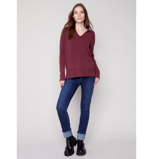 Johnny Collar Sweater - Port