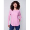 Knit Sweater with Back Lace-up Detail - Orchid