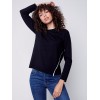 Knit Sweater with Diagonal Zipper Detail - Black