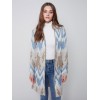 Long Jacquard Knit Cardigan - Denim