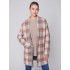 Long Plaid Cardigan with Shawl Collar - Truffle