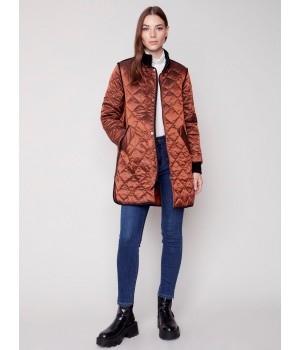 Long Quilted Puffer Jacket - Cinnamon