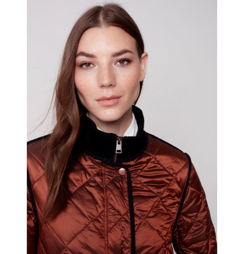 Long Quilted Puffer Jacket - Cinnamon