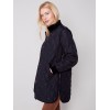 Long Quilted Puffer Jacket - Black