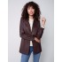 Long Vintage Faux Suede Jacket - Chocolate