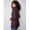 Long Vintage Faux Suede Jacket - Chocolate