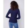 Mock Neck Rib Sweater - Navy