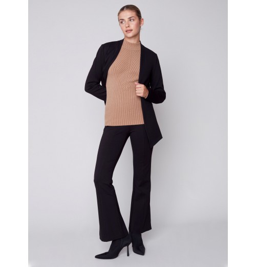 Mock Neck Rib Sweater - Truffle