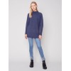 Mock Neck Tunic Sweater - Denim