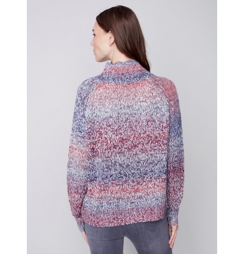 Flex Yarn Sweater with Mock Neck - Multicolor