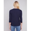 Organic Cotton Slub Knit Top - Navy