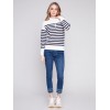 Ottoman Cotton Funnel Neck Sweater - Nautical