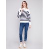 Ottoman Cotton Funnel Neck Sweater - Nautical