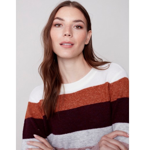 Plush Striped Sweater - Powder