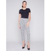 Printed Capri Pants with Hem Slit - Checker