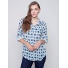 Printed Crinkle Georgette Blouse - Denim