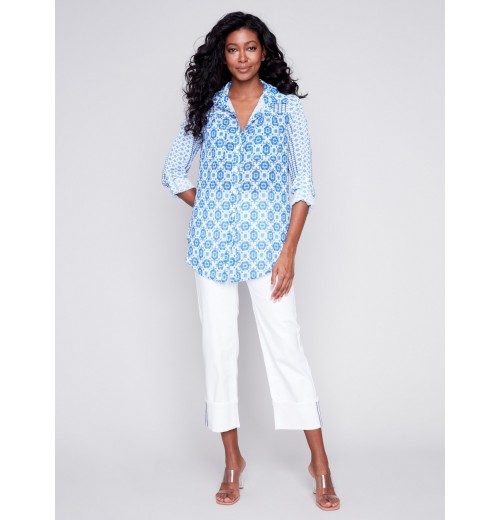 Printed Crinkle Georgette Blouse - Geo