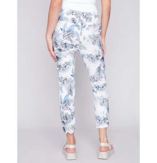 Printed Crinkle Jogger Pants - Summer Leaf