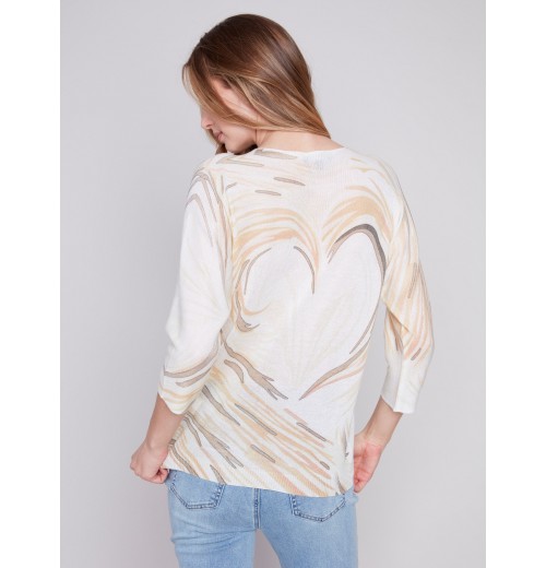 Printed Dolman Sweater - Stone