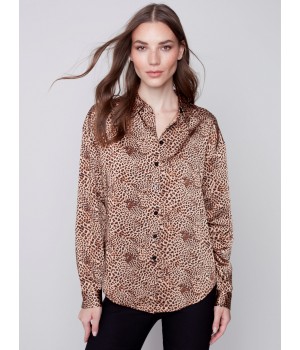 Printed Gutsy Satin Shirt - Animal