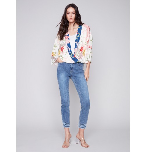 Printed Overlap Blouse - Paisley