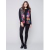 Printed Quilted Puffer Vest with Hood - Graffiti