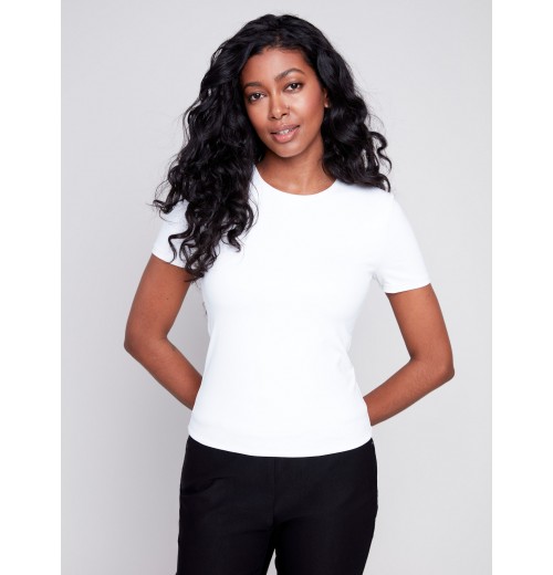 Short-Sleeved Super Stretch Top - White