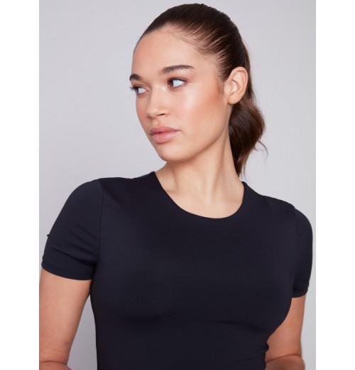 Short-Sleeved Super Stretch Top - Black