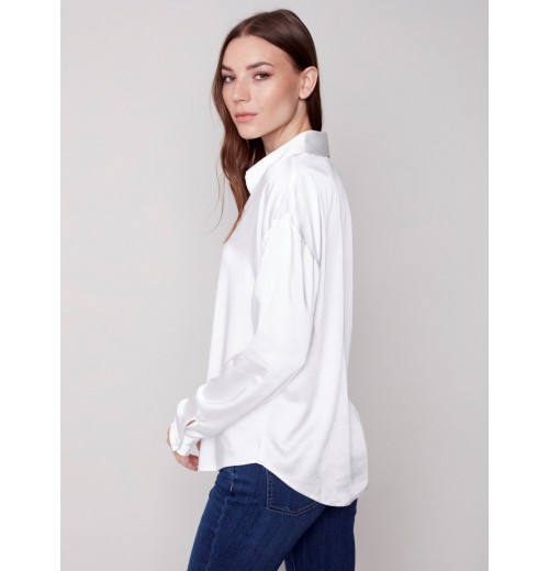 Solid Gutsy Satin Shirt - Ecru