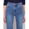 Straight Leg Jeans with Folded Cuff - Medium Blue