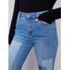 Straight Leg Jeans with Trompe L'Oeil Patch Detail - Medium Blue