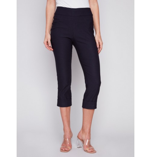 Stretch Pull-On Capri Pants - Navy