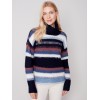 Striped Cowl Neck Sweater - Navy